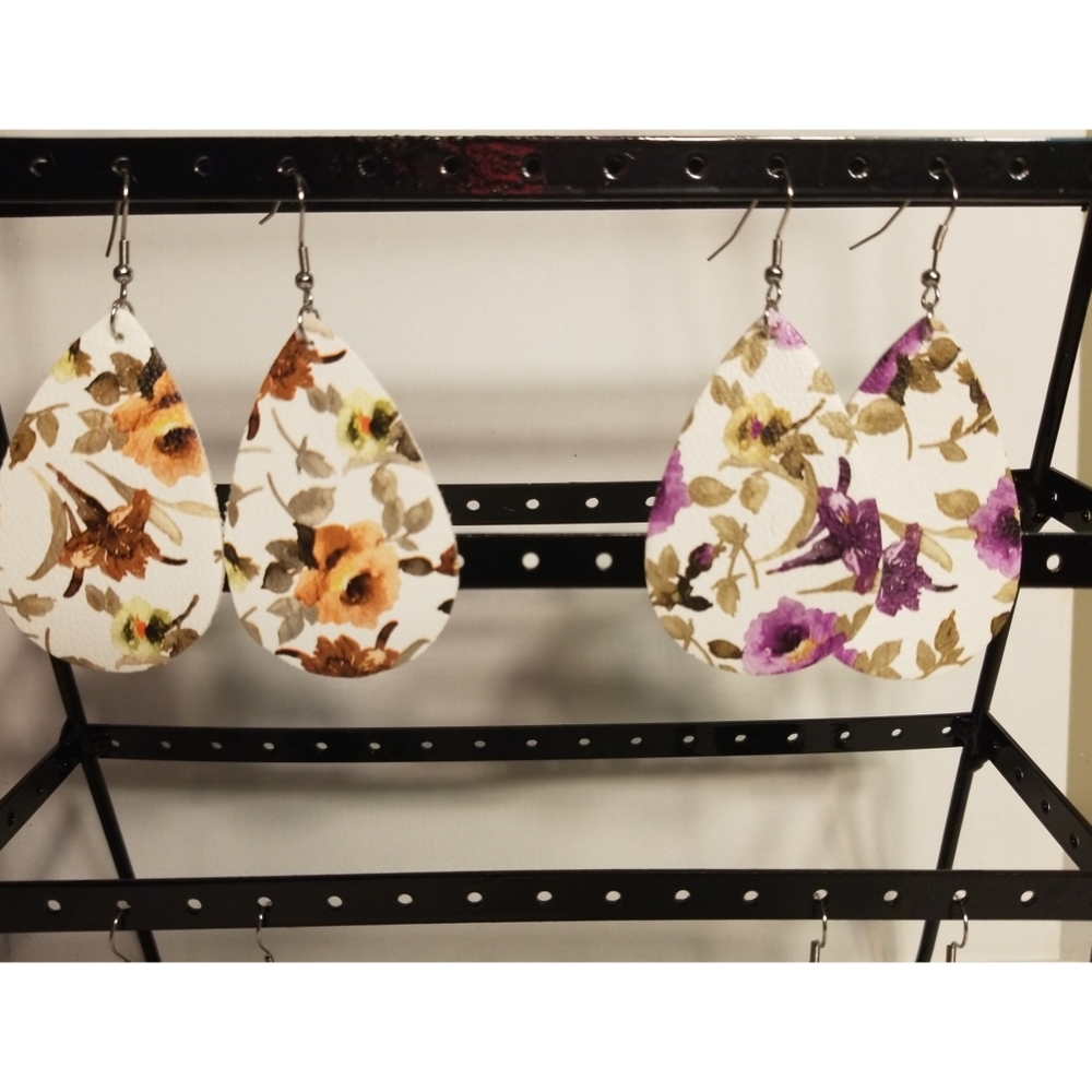 Set of faux leather earrings | 4 Pairs - Picture 5 of 6